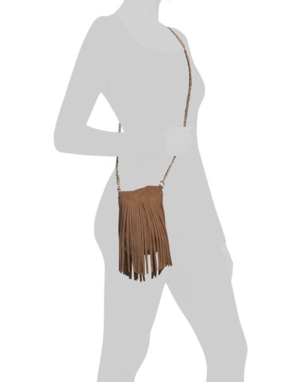 MODA LUXE Suede Fringe Crossbody With Chain Strap - Picture 4 of 4